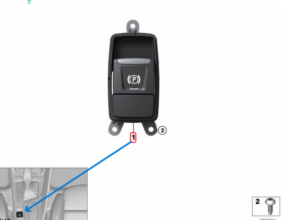 El Fren Düğmesi / El Fren Butonu / El Fren Şalteri BMW 1 Seri F52, X1 Seri F48, F49, X2 Seri F39, OEM 61319877887, 61316822523, 61319390836, 61319385000