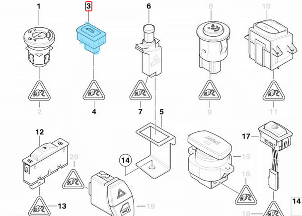 Bagaj Açma Düğmesi BMW 1 Seri E81, E87, F20, 2 Seri F22, F87, G42, G87, 3 Seri E90-E93, F30, 4 Seri F32, F83, 5 Seri E60, F10, G30, 6 Seri E63, F06, 7 Seri F01-F04, X1 Seri E84, X3 Seri F25, MINI F54, F55, F56, F57, R60, R61, OEM 61319200316, 61316921846