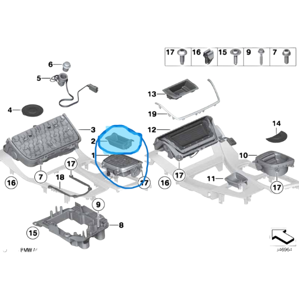 Küllük Ön Konsol BMW F10, F11, F18  5 SERI OEM 51169206347, 51169206348