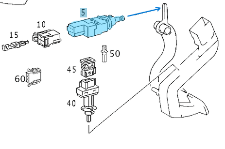 Fren Müşürü / Fren Pedal Şalteri C Seri W203, ML W163, A Seri W168, W169, B Seri W245, Vaneo W414, Sprinter W901, W902, W903, W904, W909, Vito W638, W639, OEM A0015458709, A0015452009