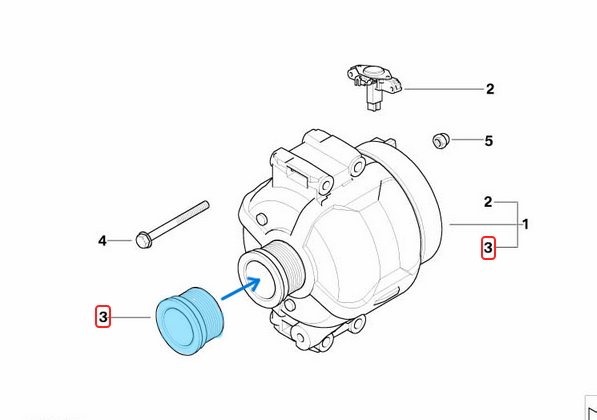 Şarj Dinamo Kasnağı / Alternatör Kasnağı BMW 1 Seri E81, E82, E88, 3 Seri E90, E91, E92, E93, 5 Seri E60, X1 Seri E84, Motor: N40, N46, N45N, N46N OEM 12317552352, 12317516099, 12317505910, Ina No: 535007510