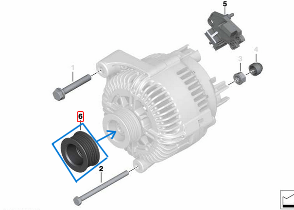 Şarj Dinamo Kasnağı / Alternatör Kasnağı BMW 1 Seri E81, E88, 3 Seri E46, E90-E93, 5 Seri E60, E61, 6 Seri E63, 7 Seri E65, X1 Seri E84, X3 Seri E83, X5 Seri E70, Motor: N40, N46, N45, N46, N52N OEM 12317560483, 12317552353, 12317516103, Ina No:535018310
