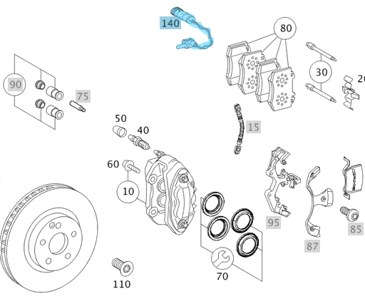 Fren Balata Fişi / Fren Balata İkaz Fişi / Fren Balata Sezicisi Ön-Arka SLK W171, C Seri W204, W205, E Seri W212, S Seri W221, W222, OEM A1715400617, 1715400617