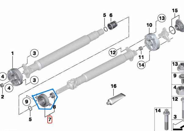 Şaft Askısı Bilyalı BMW 5 Seri E60, E61, 6 Seri E63, E64, X3 Seri E83 OEM 26127564695