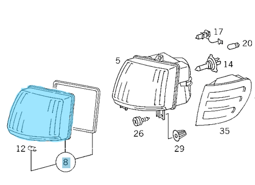 Far Camı Sol Vito W638 OEM A0038269390