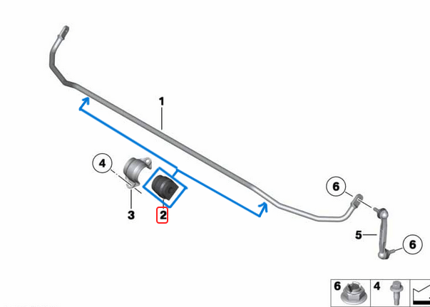 Viraj Demir Lastiği Arka 12mm BMW 1 Seri F20, F21, 2 Seri F22, F23, 3 Seri F30, F31, 4 Seri F32, F33, F36, OEM 33356792196
