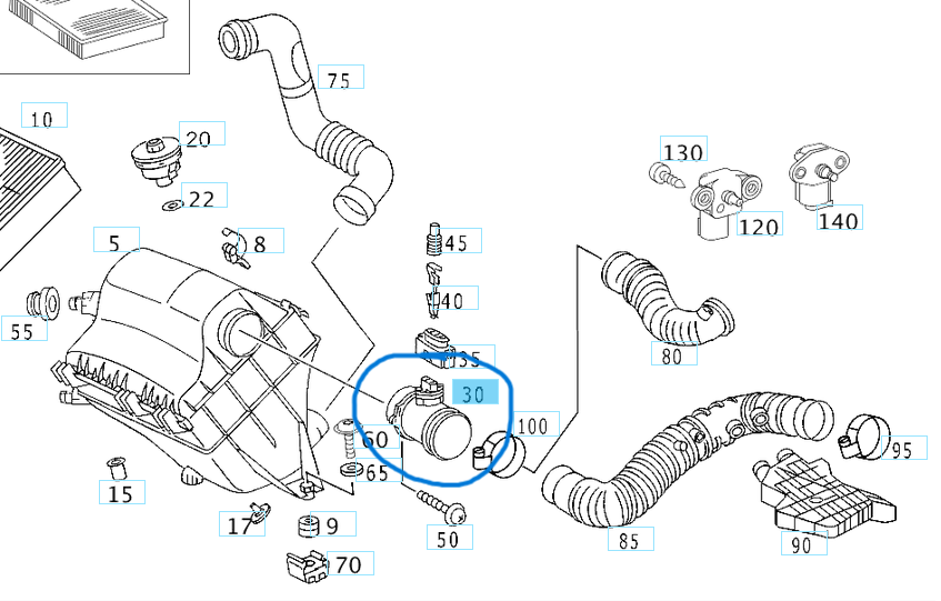 Hava Akışmetre (Debimetre) W202, W210, VITO W638, SPRINTER W901, W902, W903, W904 OM611, M111 OEM A0000940948