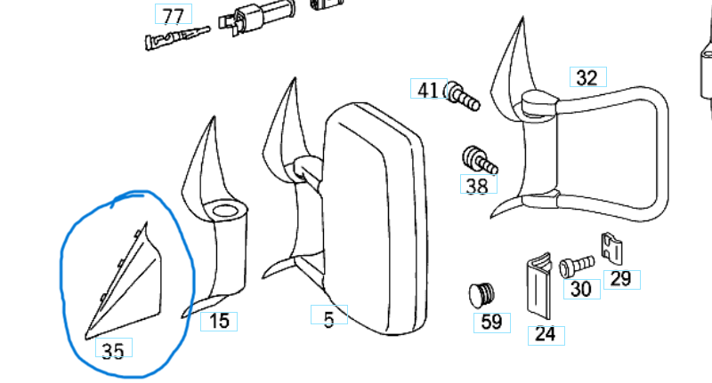 Ayna Üçgen Kapağı Sağ SPRINTER W901, W902, W903, W904 OEM A9018110107