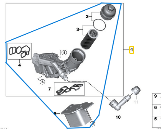 Yağ Filtre Kütüğü Radyatörlü Set Alüminyum / Yağ Filtre Kazanı Alüminyum BMW 1 Seri F20, 3 Seri F30, G20, 4 Seri F32, G22, 5 Seri F10, G30, X3 Seri F25, G01, X5 Seri F15, Motor: B47, B48, OEM 11428596283, 11428593771, 11428586673, 11428576429