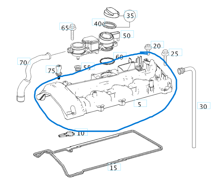 Subap Kapağı, Üst Kapak (Külbürütör kapağı) W204, W211 OM646 OEM A6460102230, A6460101130