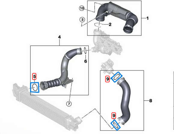 Intercooler Oring Conta / Turbo Hortumu Contası Motor: B37, B37B, B47, N20, N47, N57, M57N2, OEM 13718596850, 13718506786