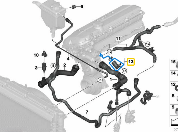 Silindir Kapak Tapası / Blok Su Tapası BMW 5 Seri E60, E61, 7 Seri E65, E66, Motor: M54 OEM 11537519733