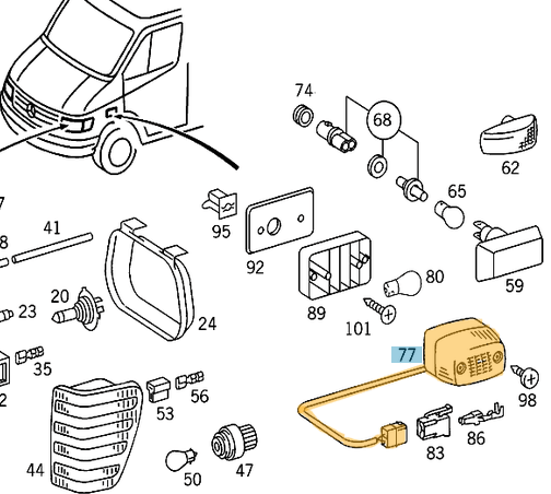 Çamurluk Yan Sinyali Sağ-Sol G Seri W461, W464, Sprinter W901, W902, W903, W904, W906, W907, W910, Vario OEM A0018204921, 0018204921