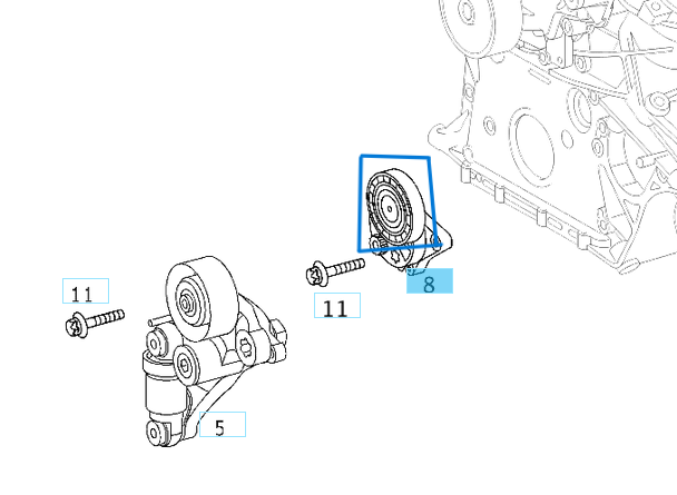 Kayış Gergi Makarası (kasnağı) Gergi Kütüğünde W202, W203, W204, W210, W211, W220, SPRT W901-W906, VITO W638, W639 OM611, OM646 OEM A6462000570, A6462000270, A6112000570