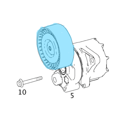 Kayış Gergi Makarası / Kayış Gergi Kasnağı Gergi Kütüğünde W202, W203, W204, W210, W211, W220, SPRT W901-W906, VITO W638, W639 OM611, OM646 OEM A6462000570, A6462000270, A6112000570