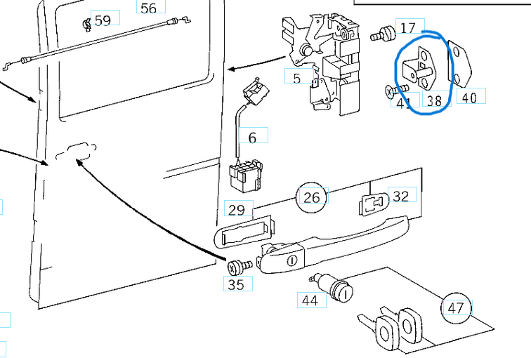 Kapı Kilit Karşılığı Ön Sağ Sol Sprinter W901, W902, W903, W904, Vito W638 OEM A9017200431, A6907207031, A9737200031