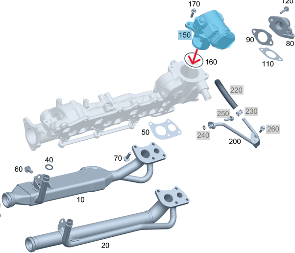 EGR Valfi / Egzoz Geri Gönderme Valfi ML W164, C Seri W204, E Seri W211, R Seri W251 Motor: OM642, OEM A6421400860, A6421400360, A6421400160, 6421400860, 6421400360, 6421400160