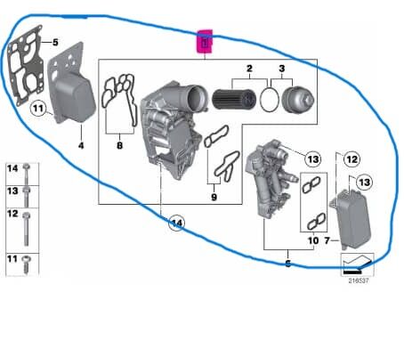 Yağ Filtre Kütüğü Takım Otomatik Çift Radyatörlü. F10, F20, F30 1 SERI, 3 SERI, 5 SERI N47N OEM 11428507697