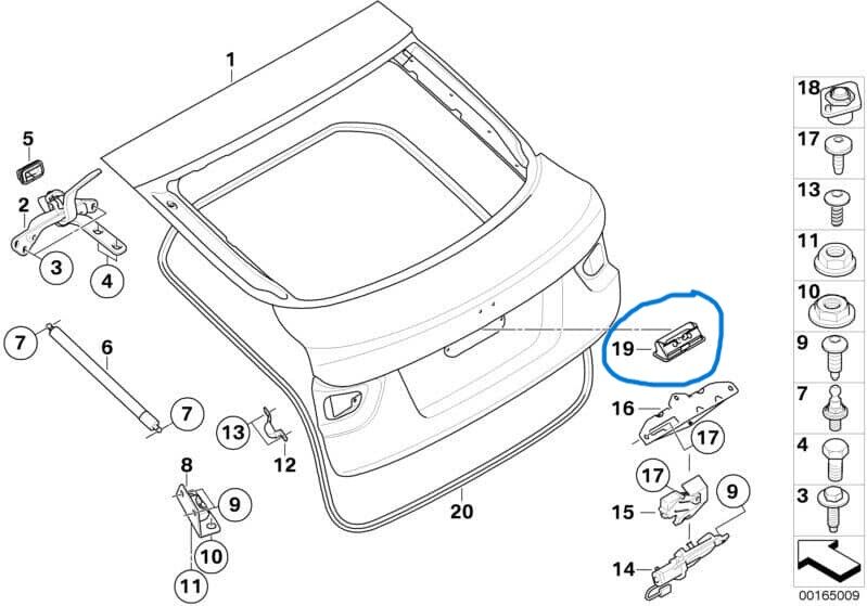 Bagaj Açma Kolu Dıştan BMW E60, E70, E71, E84, E90  3 SERİ, 5 SERİ, X1, X5, X6 OEM51247118158