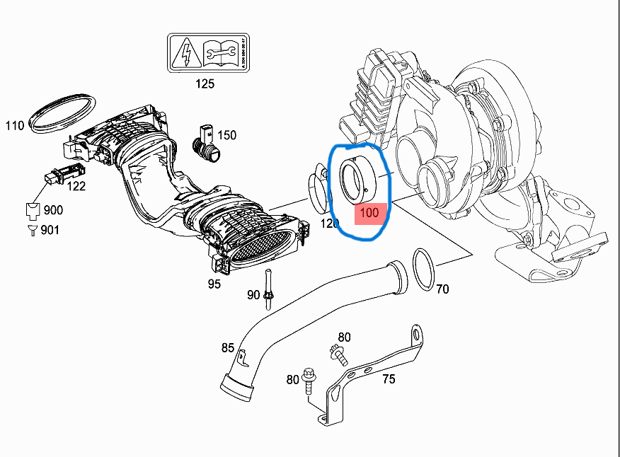 Turbo Hava Emiş  Boru Contası W164, W204, W212 ML SERİ, C SERİ, E SERİ OM642  OEM A6420940180