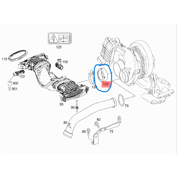 Turbo Hava Emiş  Boru Contası ML Seri W164, C Seri W204, E Seri W212, Motor; OM642  OEM A6420940180