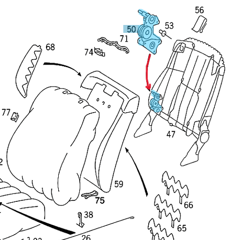 Koltuk Ayar Mekanizması / Koltuk Sırt Ayar Dişli Takımı Sağ E Seri W124 OEM A1249101285, A1249100685, 1249101285, 1249100685