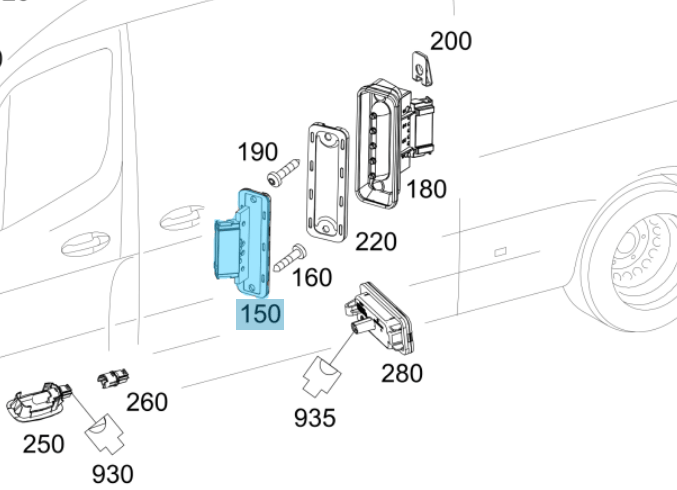 Kapı Kontak Plakası / Kapı Şalteri Karşılığı / Sürgülü Kapı Kontağı Dişi / Sürgülü Kapı Siviç Karşılığı Dişi / Switch Dişi Karşılığı Sprinter W907, Vito W639, W447 OEM A9078213100, A6398200011, A4478201903, 9078213100, 6398200011, 4478201903