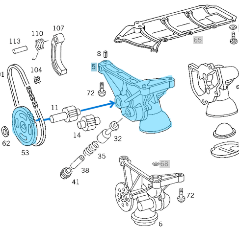 Yağ Pompası Dişlili E Seri W124, W210, C Seri W201, W202, Motor: OM601, M111, OEM A6011800801, A1111800801