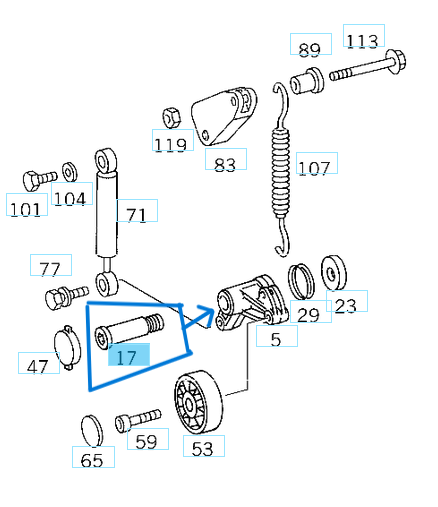 Kayış Gergi Kütük Saplaması  W124, W202, W210, SPRINTER W901, W902, W903, W904 OEM A6062020120