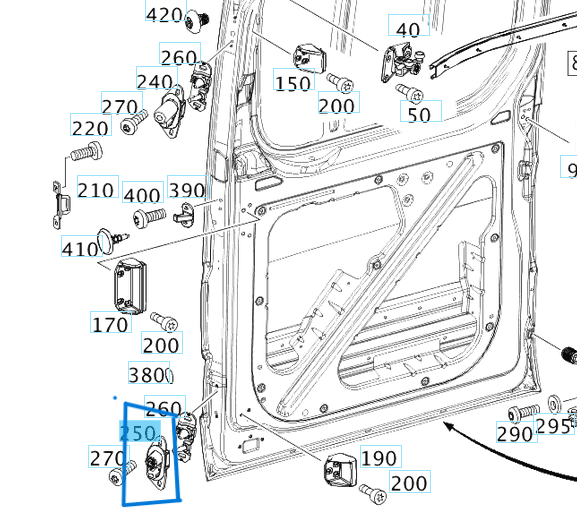Kapı Kilit Karşılığı Orta Kapı Üst Alt SPRINTER W906 OEM A9067660261, A9067660161