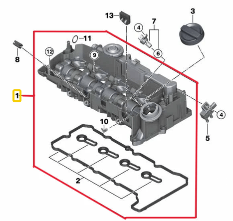 Subap Kapağı / Üst Kapak / Külbürütör kapağı BMW 2 Seri F45, F46, X2 Seri F39, X1 Seri F48, Mini F54, F55, F56, F57, F60 OEM 11128581797, 11128513754, 8581797, 8513754