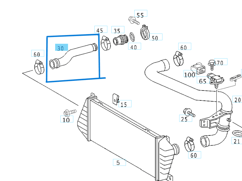 İntercooler Hortumu Sağ SPRINTER W901, W902, W903, W904 OEM A9015284382