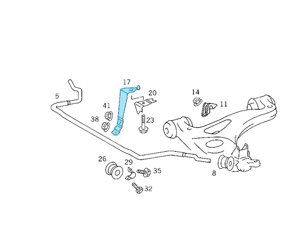 Viraj Demir Kelepçesi Ön Sol C Seri W202, W208 OEM A2083230140