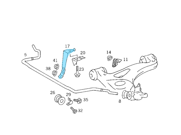 Viraj Demir Kelepçesi Ön Sağ C Seri W202, W208 OEM A2083230240