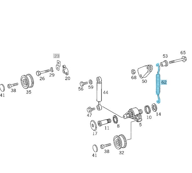 Kayış Gergi Kütük Yayı Saplama Tip Kütük İçin E Seri W124, W210, W211, C Seri W202, Sprinter W901-W904 Motor: OM601 - OM603 OEM A6069930510