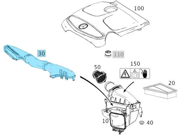 Hava Filtre Borusu / Hava Emiş Borusu CLA W117, GLA W156, A Seri W176, B Seri W242, W246, Motor: M270 OEM  A2700900382, 2700900382
