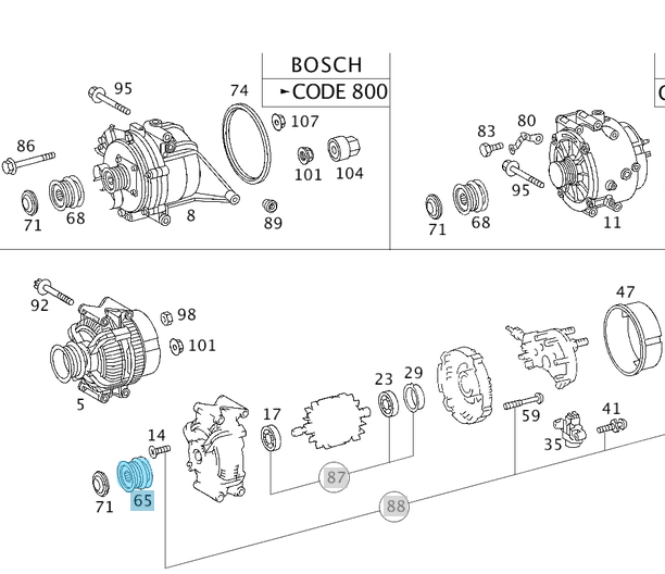 Şarj Dinamo Kasnağı / Alternatör Kasnağı C Seri W202, E Seri W210, Vito W638, Sprinter W901, W902, W903, W904 Motor: OM611, OM612 OEM 6111550215, 6111500160, INA 535001510