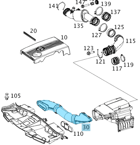 Hava Filtre Borusu / Hava Emiş Borusu C Seri W204, E Seri W212 Motor: M271 1,8 OEM  A2710900582, 2710900582