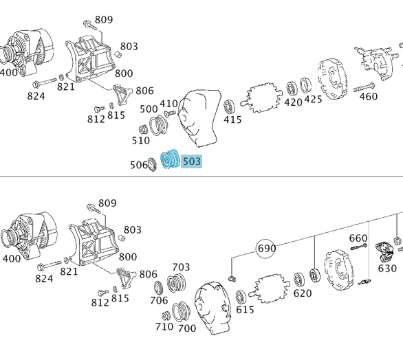 Şarj Dinamo Kasnağı / Alternatör Kasnağı C Seri W202, E Seri W210, Vito W638, Sprinter W901, W902, W903, W904 Motor: OM601, OM602, OM604, OM605 OEM A6021500060, A6041500360, A6041500060, INA 535001310