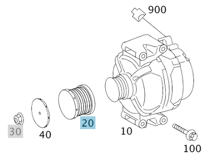 Şarj Dinamo Kasnağı / Alternatör Kasnağı C Seri W203, W204, W205, E Seri W211, W212, ML W164, Vito W639, Sprinter W906, Motor: OM642, OM646, OM651, OEM A6261500060, A6421500660, INA 535014010