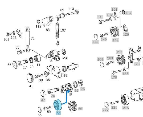 Kayış Gergi Kasnağı / Kayış Gergi Makarası Düz Tip. Motor: M102, OM601, OM602, OM603, OM604, OM605, OM606, M119, OEM A6012000970