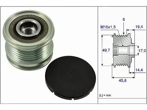 Şarj Dinamo Kasnağı / Alternatör Kasnağı C Seri W204, W205, E Seri W212, ML W164, GLE W166, S Seri W221, W222, Vito W639, Sprinter W906, Motor: M112, M113, M271, OM646, OM651, OEM A2781500060, A6461550115, INA 535016810