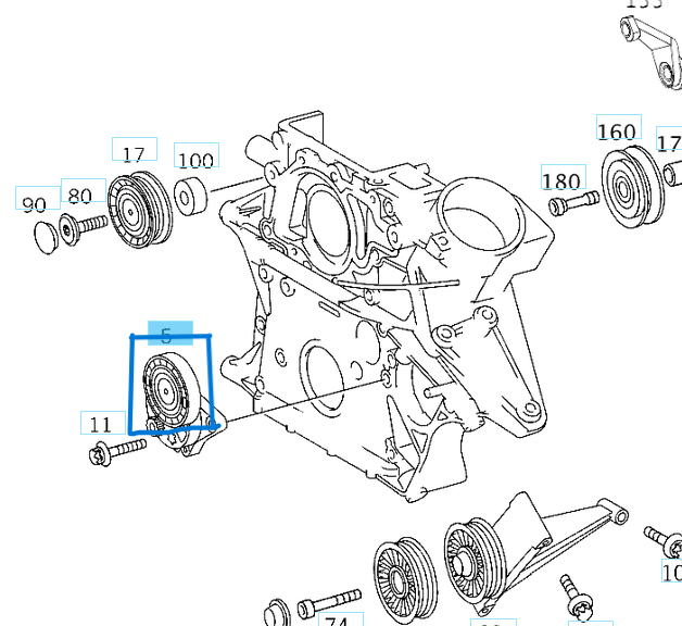 Kayış Gergi Makarası (kasnağı) Gergi Kütüğünde W202, W203, W204, W210, W211, W220, SPRT W901-W906, VITO W638, W639 OM611, OM646 OEM A6462000570, A6462000270, A6112000570
