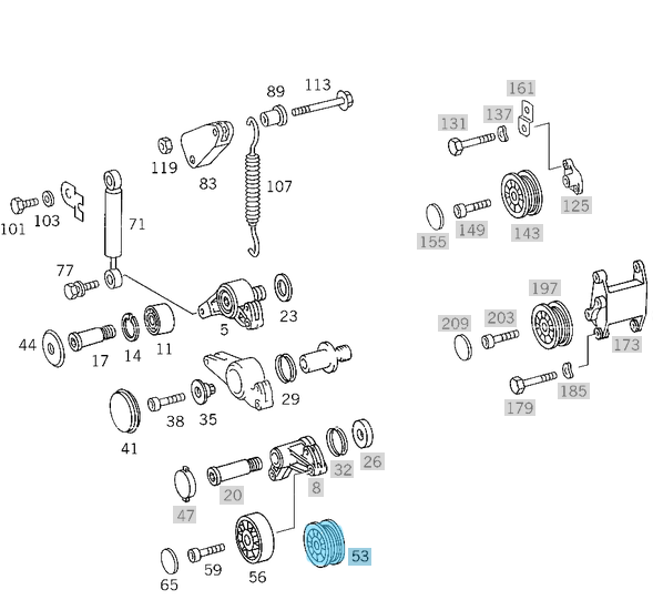Kayış Gergi Kasnağı / Kayış Gergi Makarası Kanallı Tip. Motor: M102, M103, M104, M119, OM601, OM602, OM603, OEM A6012000770