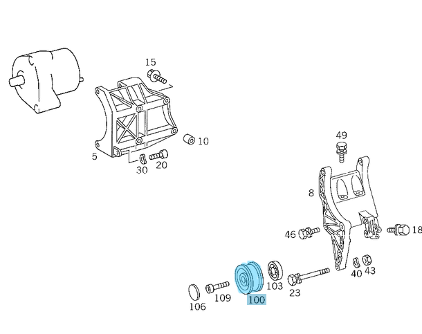 Kayış Gergi Kasnağı / Kayış Gergi Makarası Kanallı Küçük Tip. Motor: M102, M103, M104, M119, OM601, OM602, OM603, OEM A6012001070