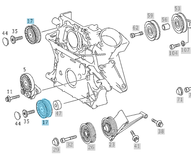 Kayış Gergi Kasnağı / Kayış Gergi Makarası Kanallı Küçük Tip. C Seri W202, W203, W204, E Seri W210, W211, S Seri W220, Sprinter W901-W906, Vito W638, W639 Motor: OM611, OM646, M112, M113 OEM A0002020919, A0002020019