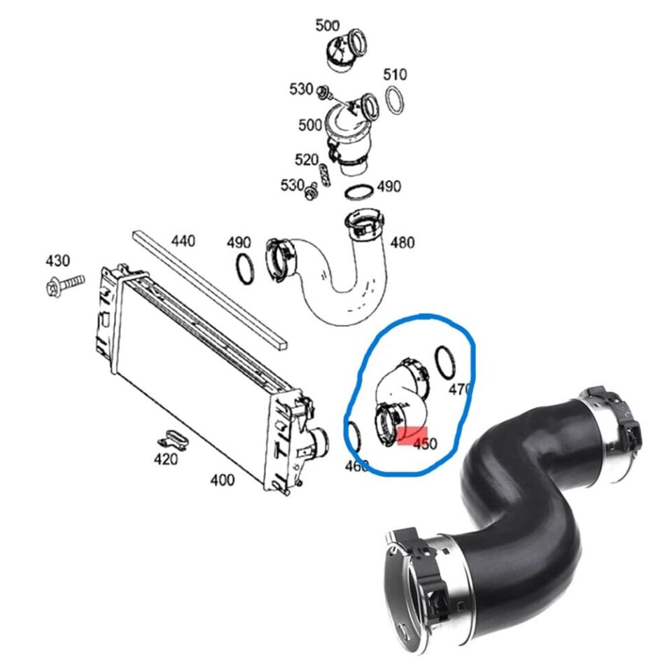Intercooler Hortumu Sol SPRINTER W906, W907 OM651 OEM A9065283782, A9065281582(Kopya)