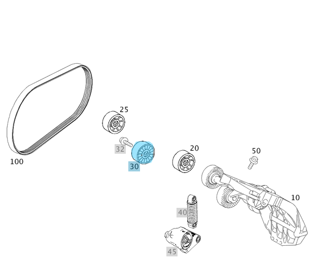 Kayış Gergi Kasnağı / Kayış Gergi Makarası Düz Büyük Tip. A Seri W168, W169, Vaneo W414 Motor: M166, M266, OEM A1662020619, A6682020219, A1662020219