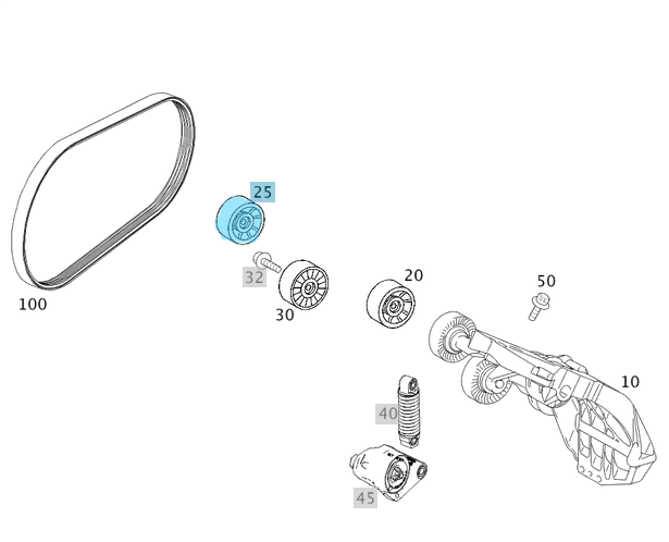 Kayış Gergi Kasnağı / Kayış Gergi Makarası Düz Küçük Tip. A Seri W168, Vaneo W414 Motor: M166, M266, OEMA2662020019, A1662020819, A1662020419