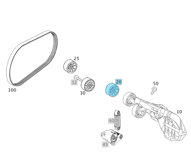 Kayış Gergi Kasnağı / Kayış Gergi Makarası Düz Tip. A Seri W168, Vaneo W414 Motor: M166, OM668, OM640, OEM A6402020419, A6682020419, A6682020119